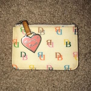 Dooney and bourke white leather/rainbow coin purse